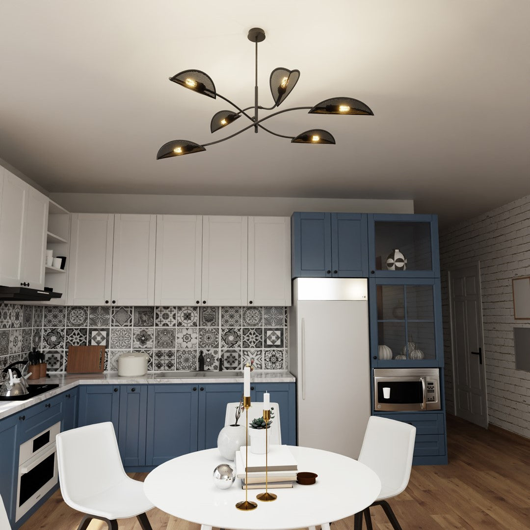 Loftlampe LOTUS 6 - Sort / Guld - Nordic Unique