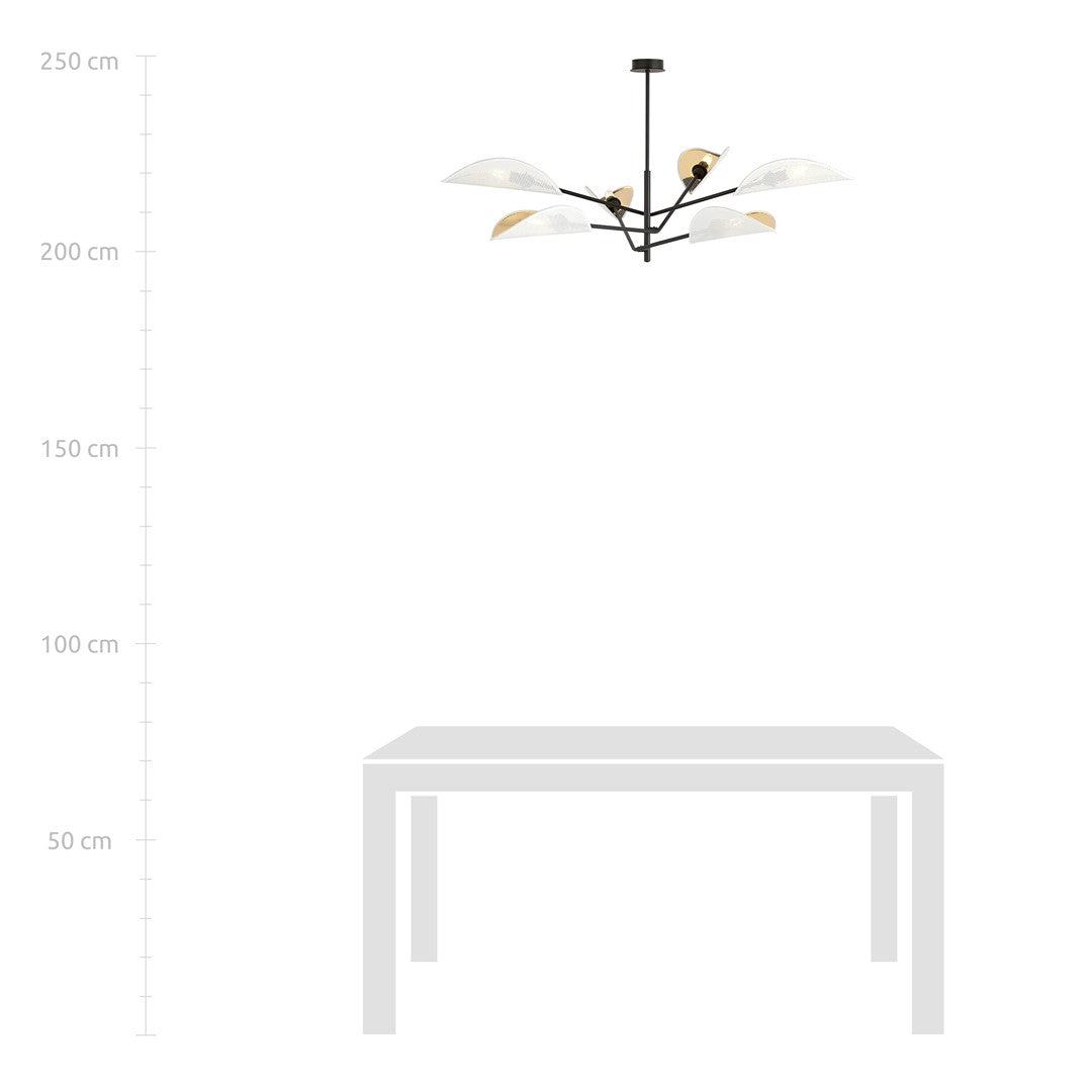 Loftlampe VENE 6 - Sort / Hvid / Guld - Nordic Unique
