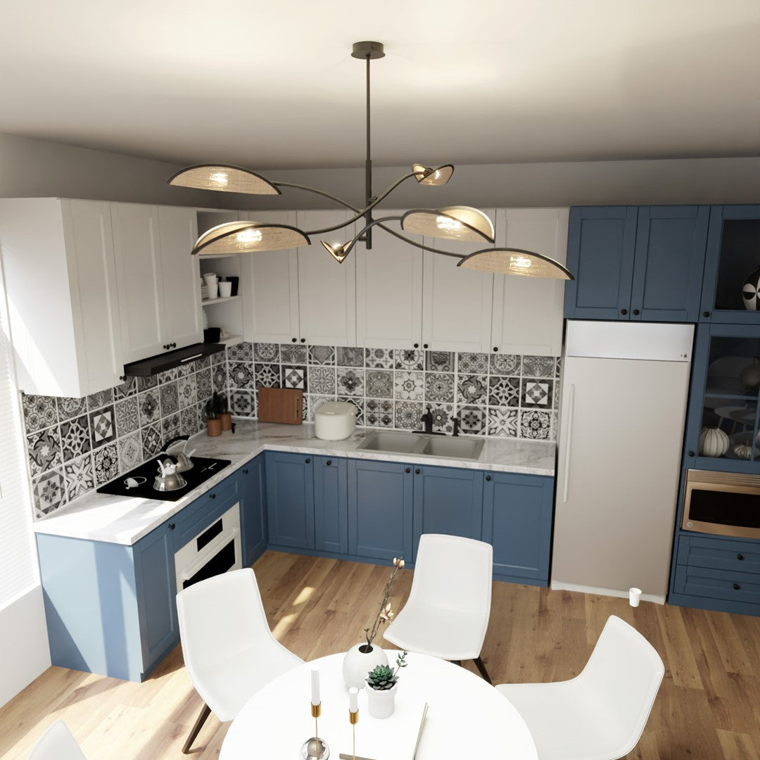 Loftlampe LOTUS 6 - Sort / Rattan - Nordic Unique