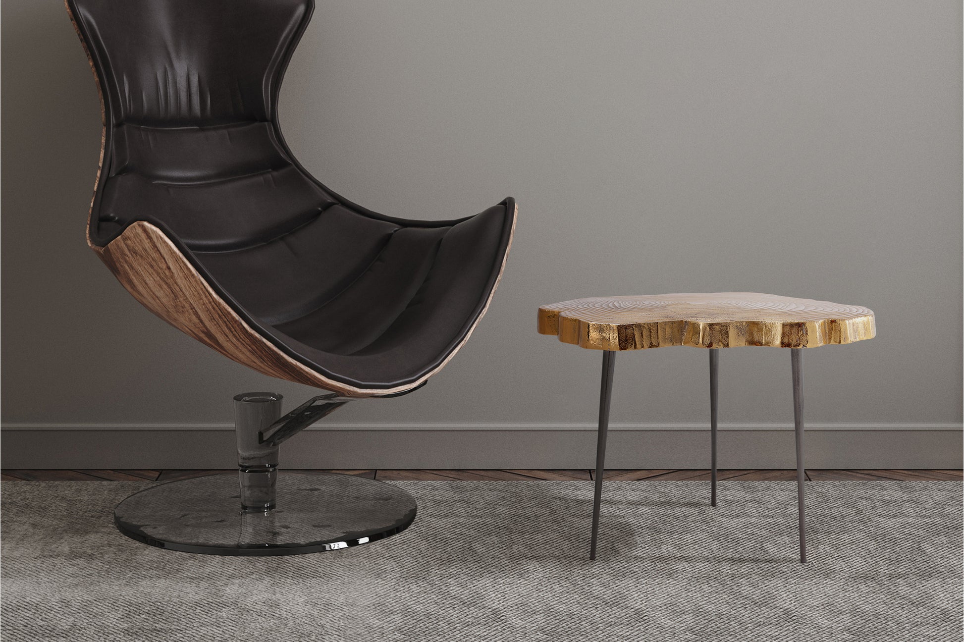 Sidebord Wood Art 200 Guld - Nordic Unique