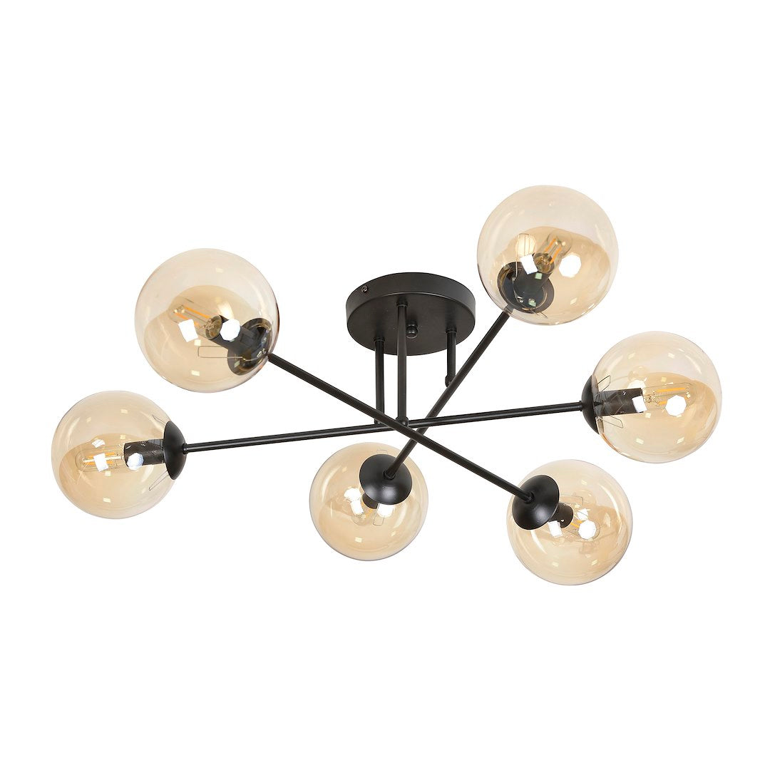 Loftlampe BRENDI 6B - Sort / Rav - Nordic Unique