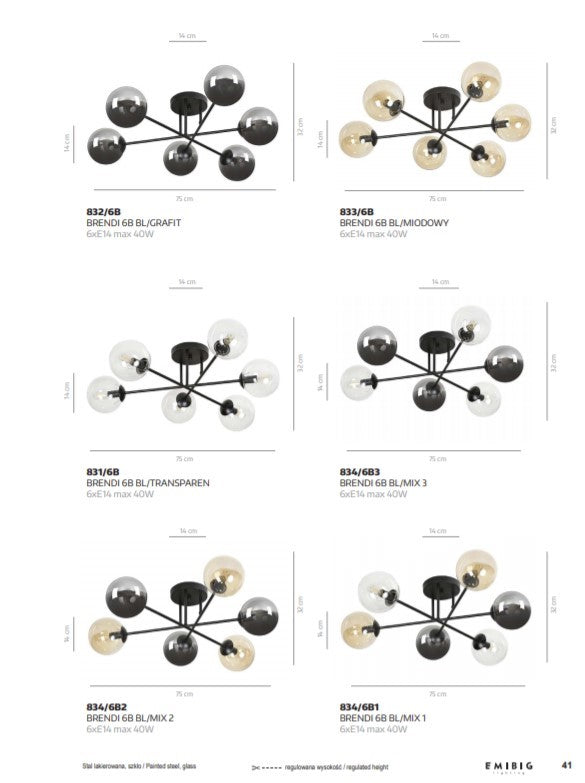 Loftlampe BRENDI 6B - Sort / Grafit - Nordic Unique