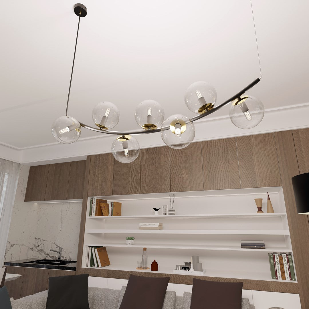 Loftlampe RITZ 7 Gennemsigtig - Sort / Guld - Nordic Unique