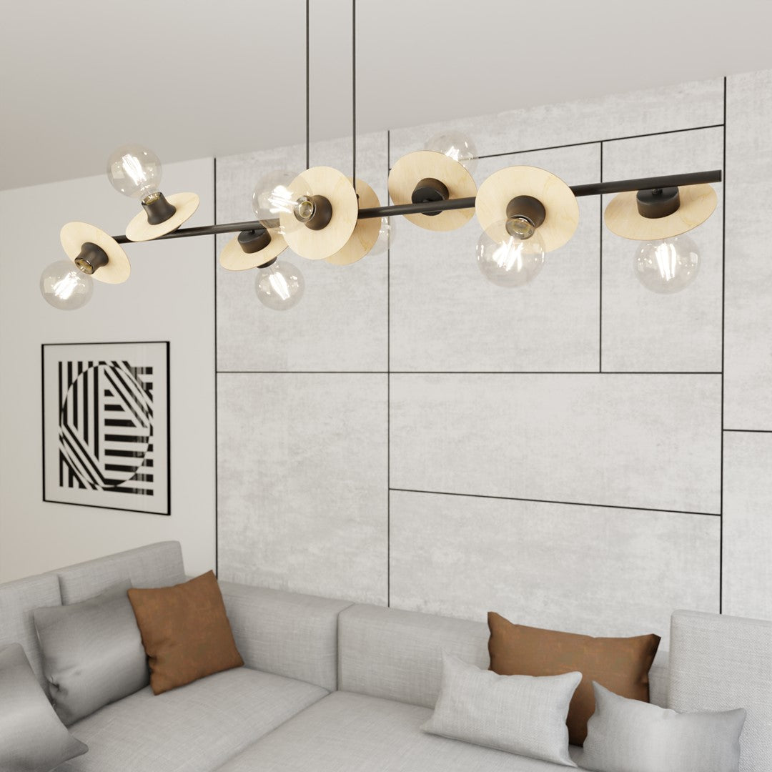 Loftlampe TOKEN 8 - Sort / Træ - Nordic Unique