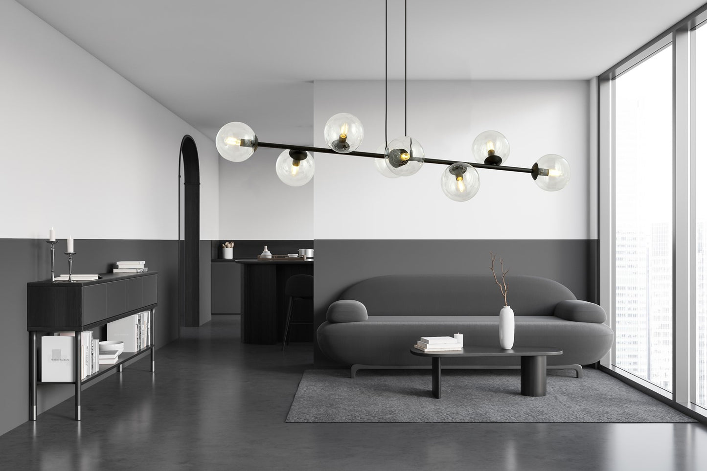 Loftlampe ROSSI 8 Gennemsigtig / Sort - Nordic Unique