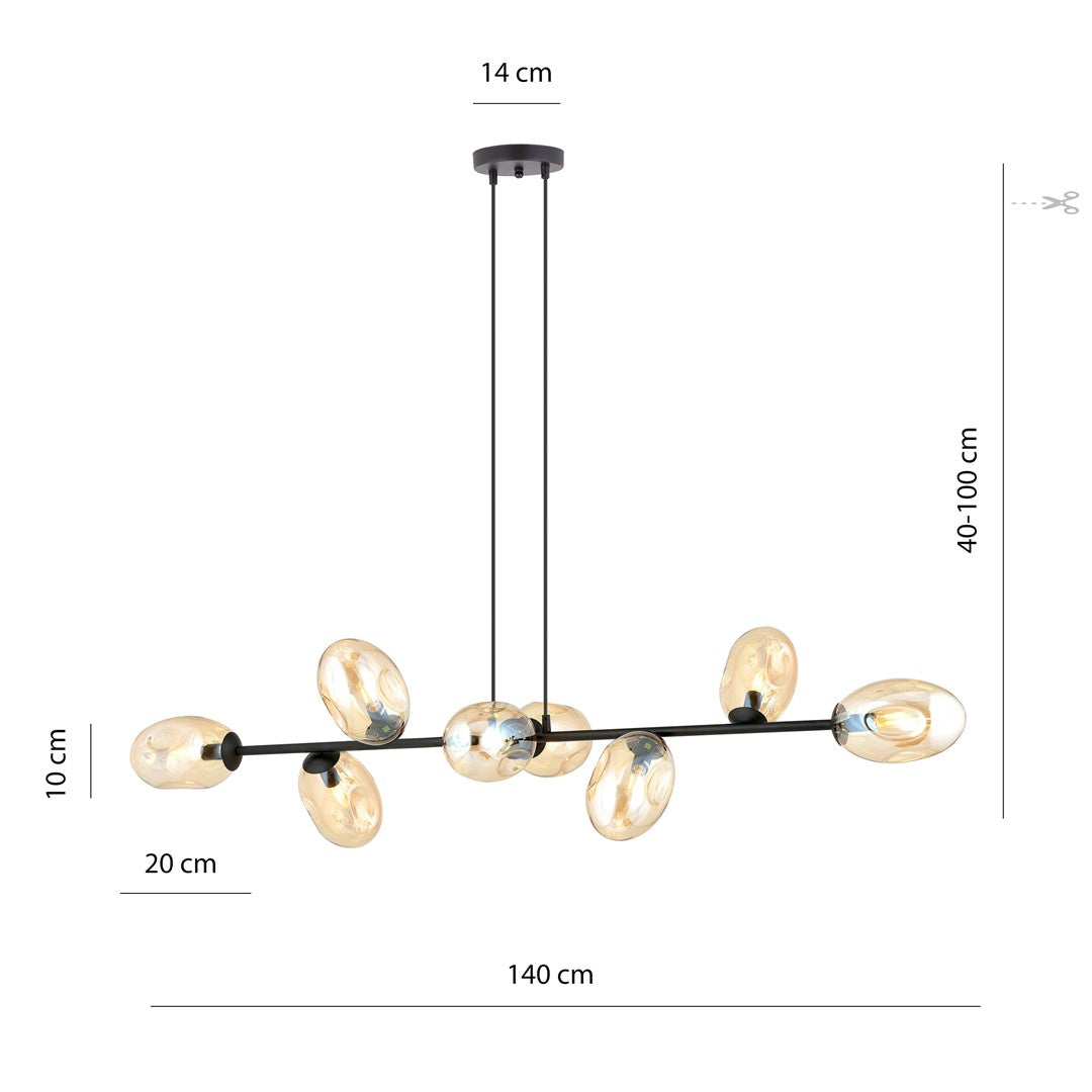Loftlampe PANDORA 8 - Sort / Rav - Nordic Unique