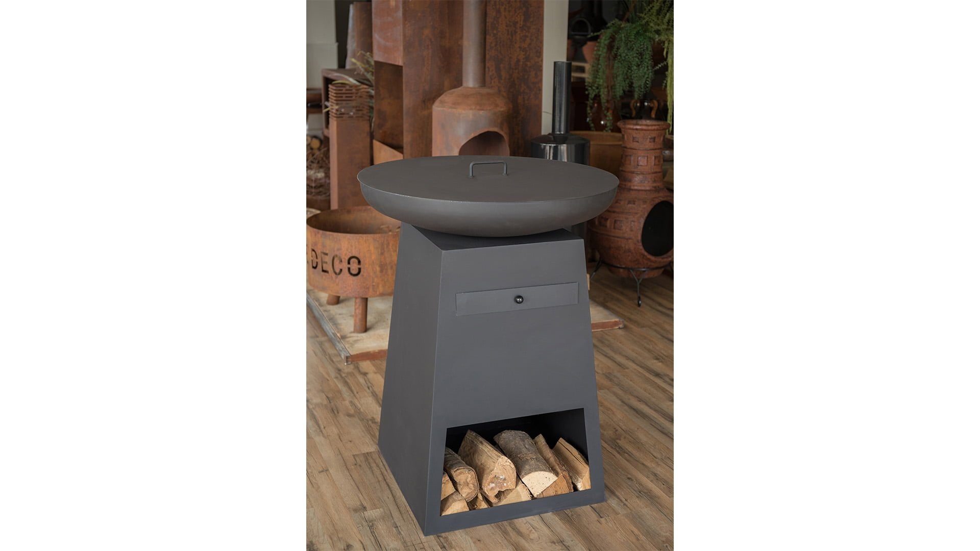 Orion Bålfad Låg/Dæksel 82 cm – Sort - Nordic Unique