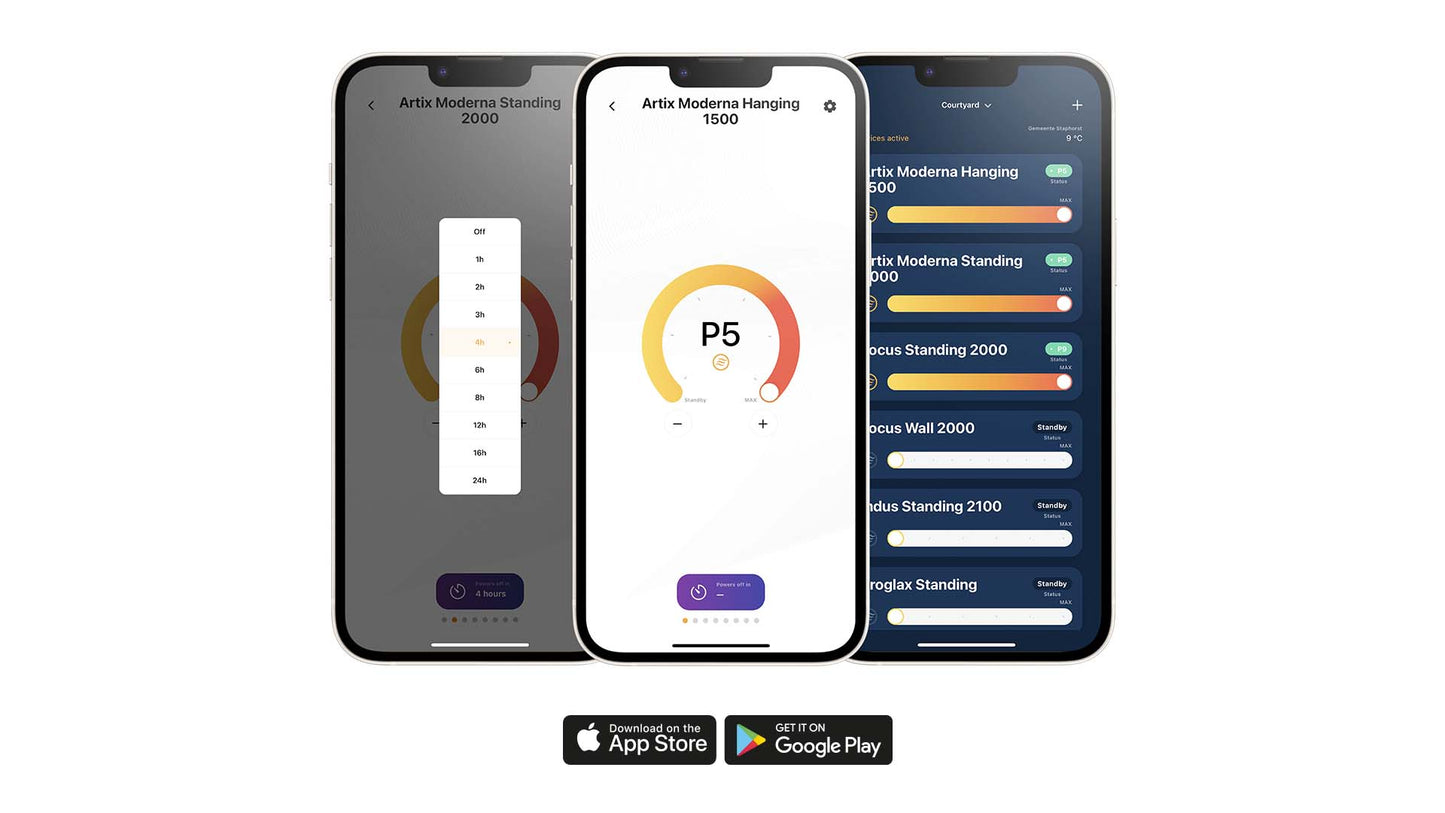 Moderna Artix Ultra SMART Hængende Terrassevarmer – Sort (2000W) - Nordic Unique