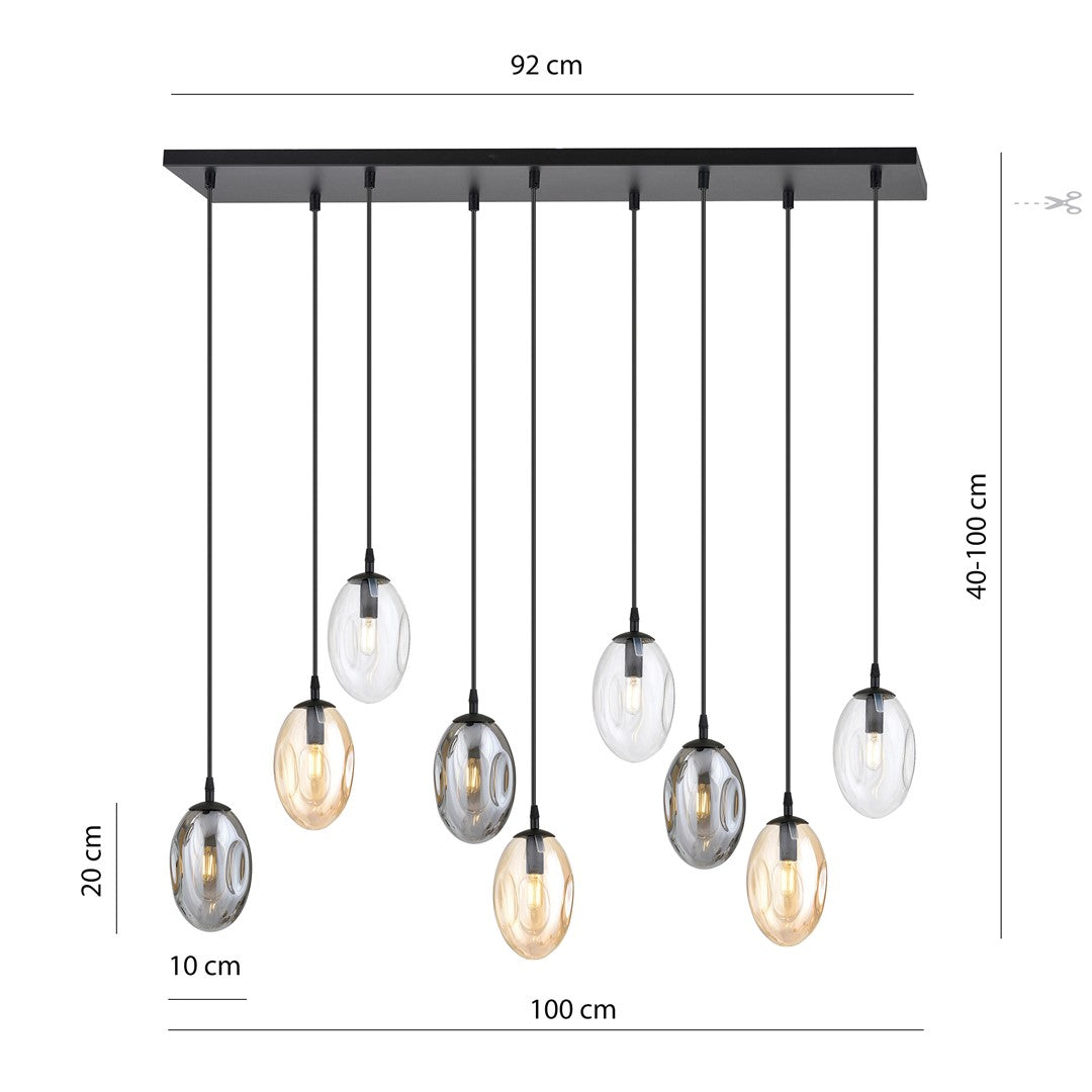 Loftlampe ASTRAL 9 - Sort / Grafit / Rav - Nordic Unique