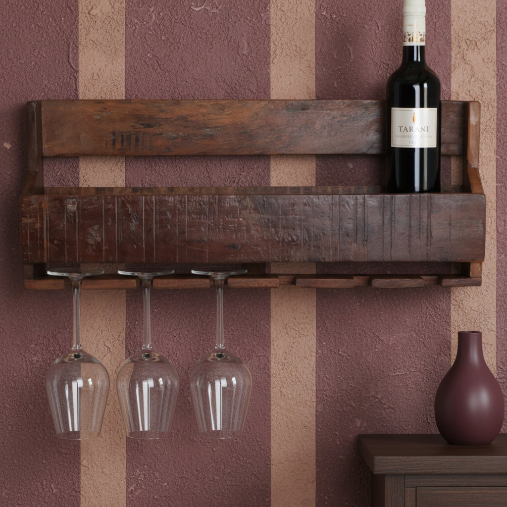 Factory hængende vinreol - FSC-genanvendt træ - 12x60x28 cm