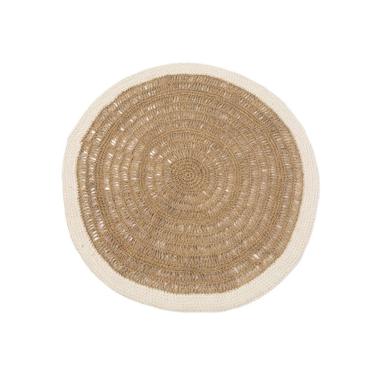 Seagrass &amp; Cotton Round Rug - Natural White - 100cm