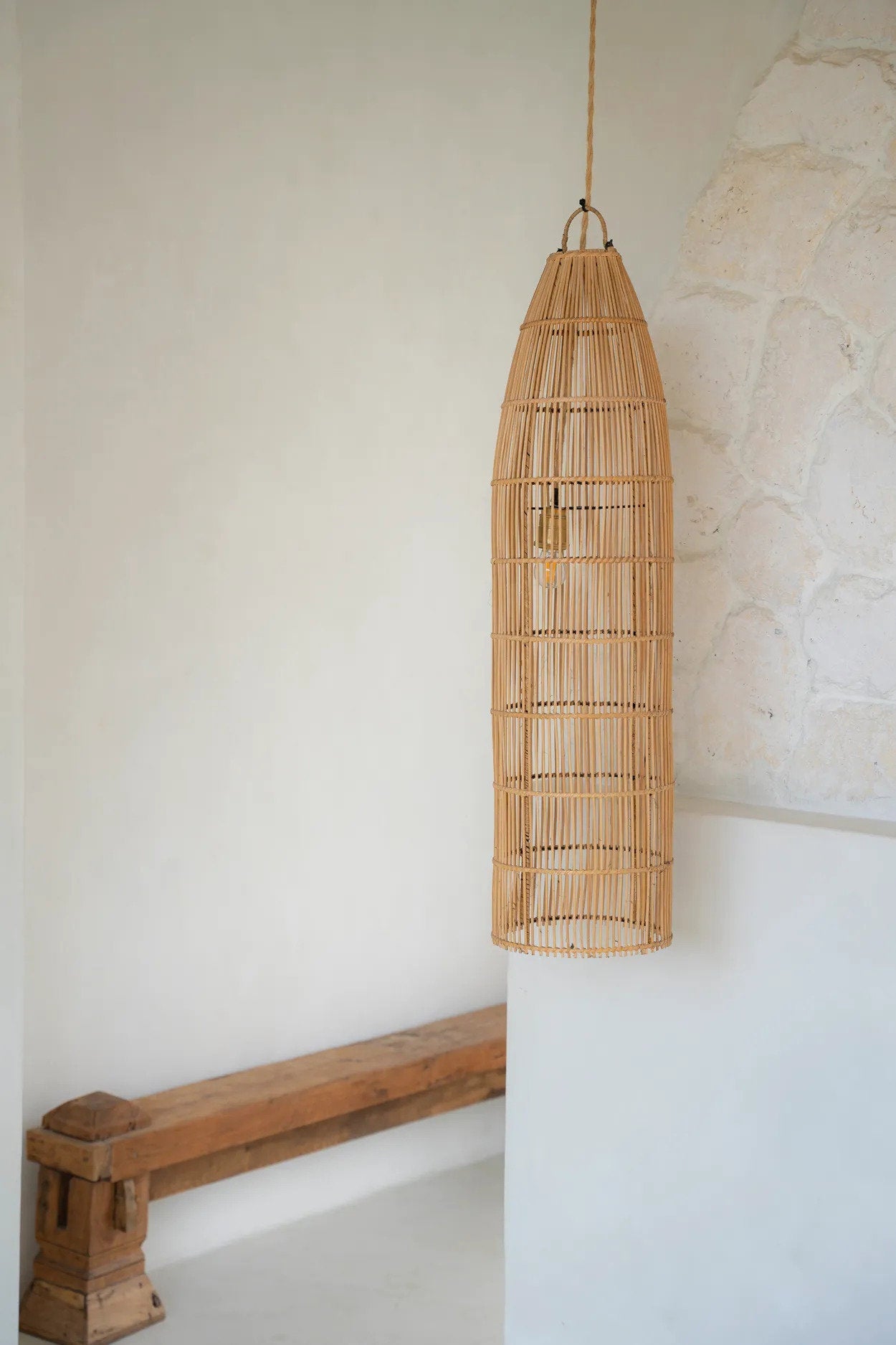 Fish Trap Lamp Pendant - Natural - L