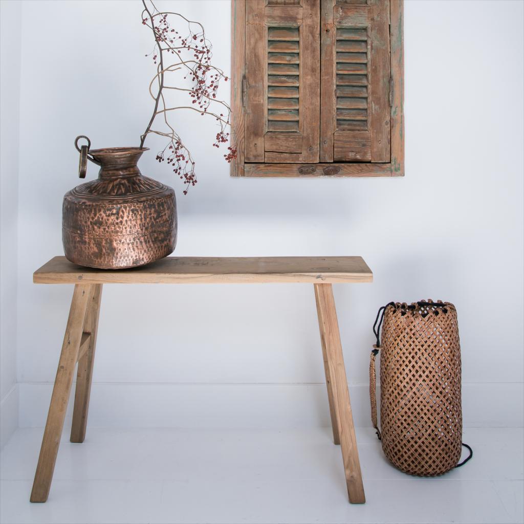 Java carpenter sidebord/bænk - Genbrugt teaktræ - 80x17x50 cm