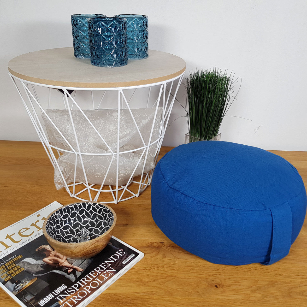 Yogapude & Meditationspude Lotus rund - H16 x Ø31 cm - Blå - Nordic Unique