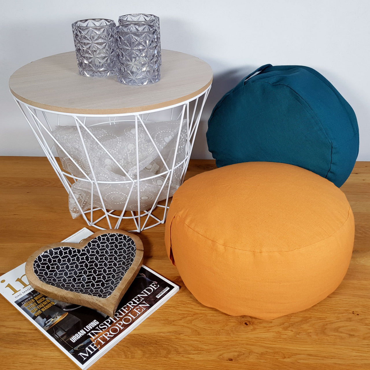 Yogapude & Meditationspude Lotus rund - H16 x Ø31 cm - Gul - Nordic Unique