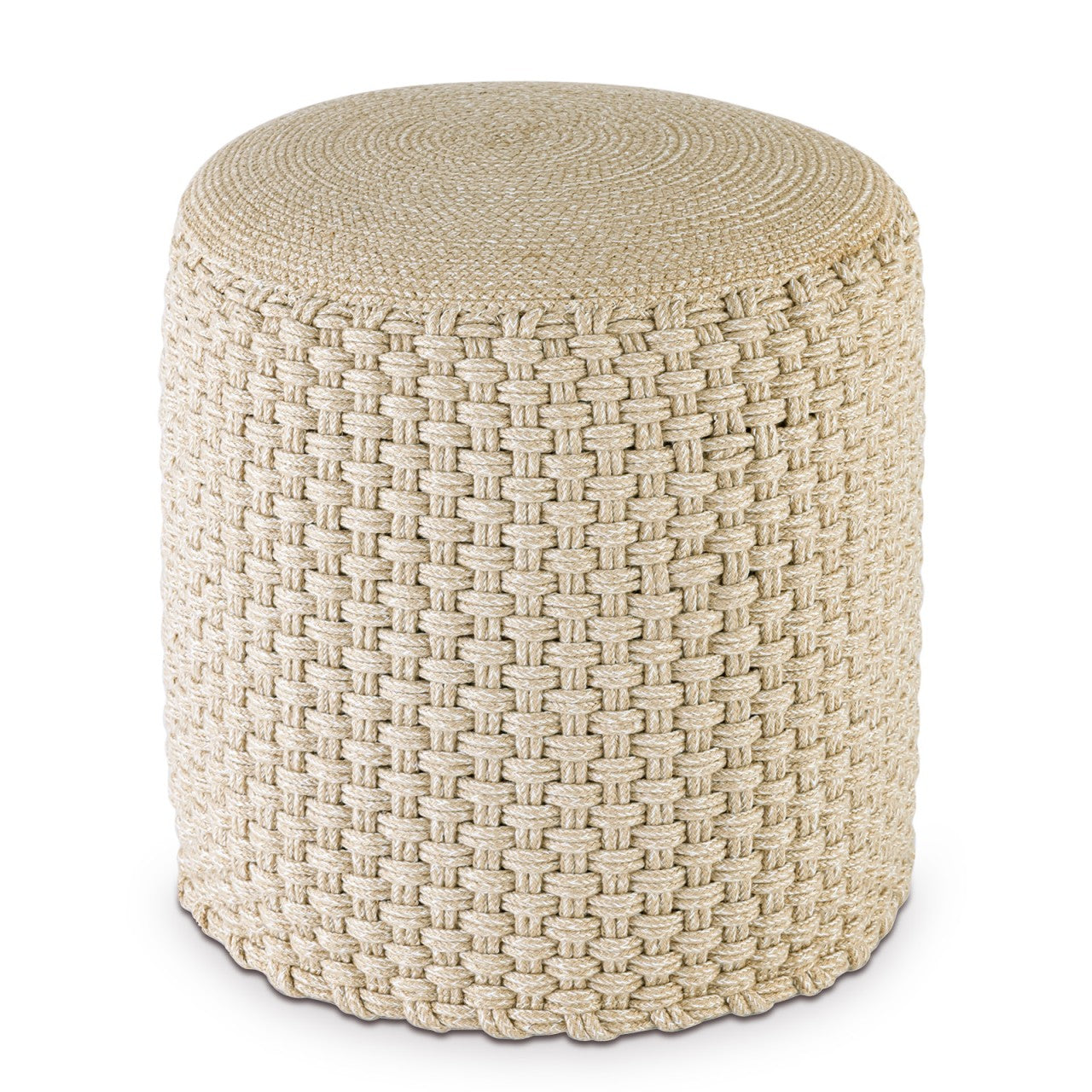 Merino Pouf – Udendørs/Indendørs Ø40 x H45 cm – Beige / Hvid - Nordic Unique