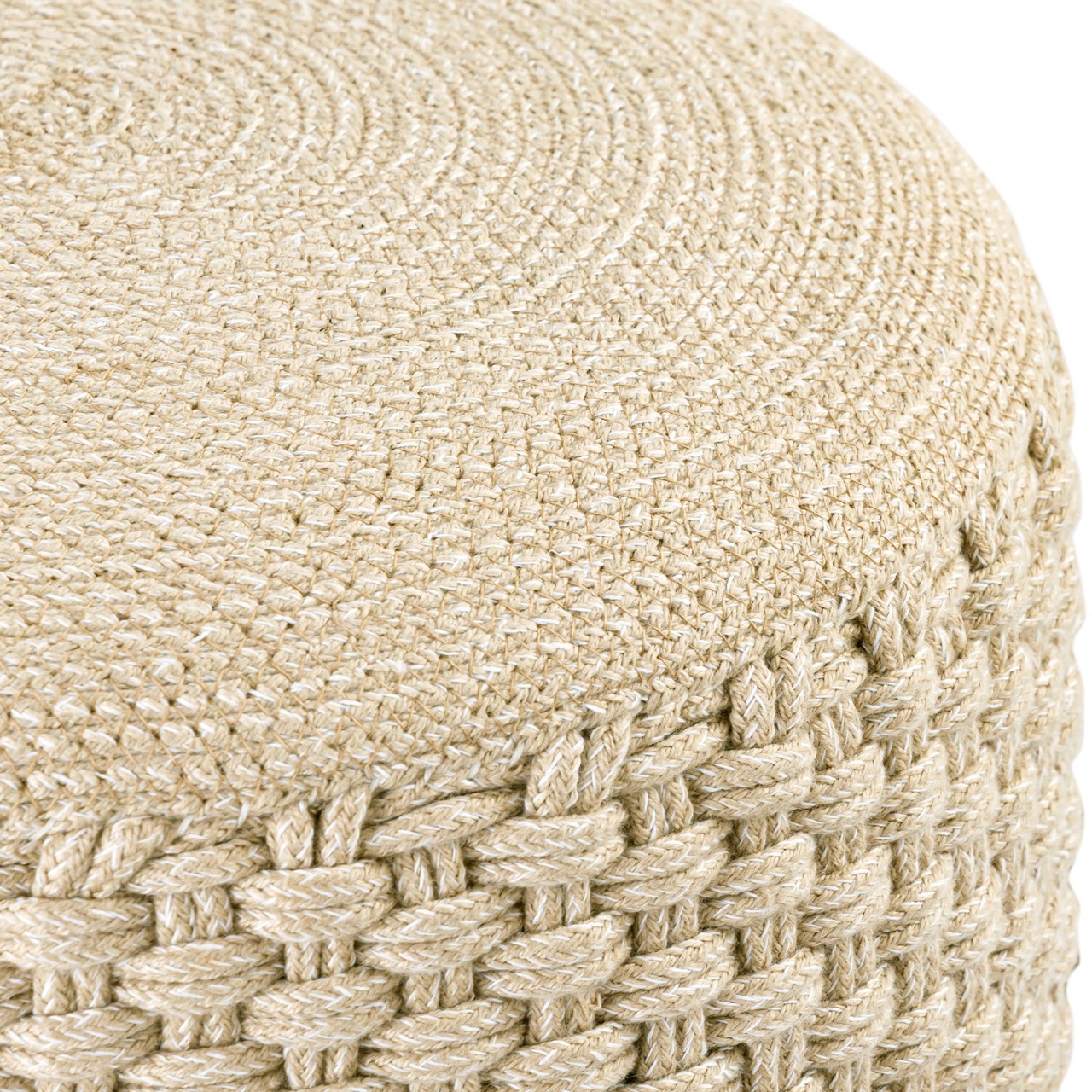 Merino Pouf – Udendørs/Indendørs Ø40 x H45 cm – Beige / Hvid - Nordic Unique