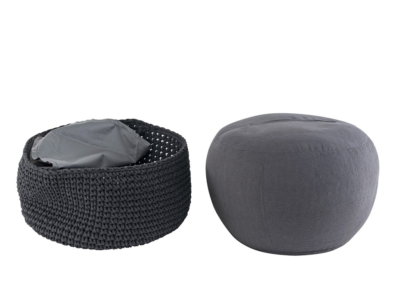 Puf Grovstrik Ø55 H37 - Sort Grå - Nordic Unique