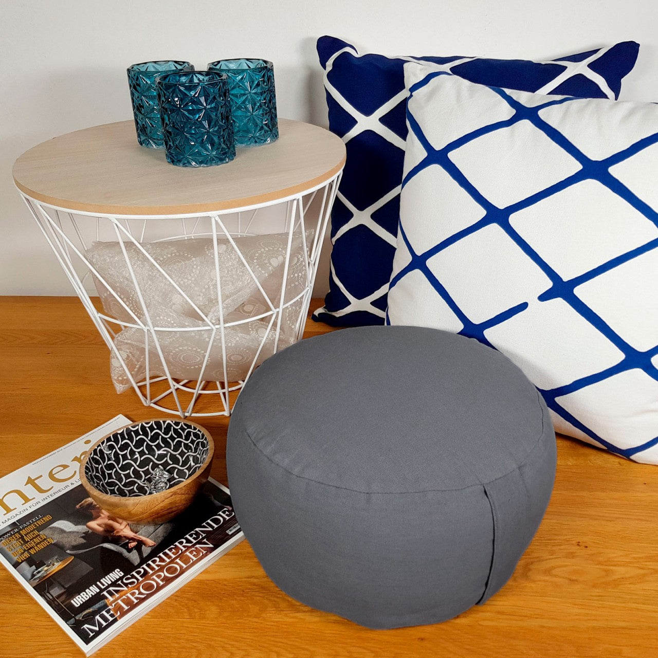 Yogapude & Meditationspude Rund - H20 x Ø31 cm - Grå - Nordic Unique