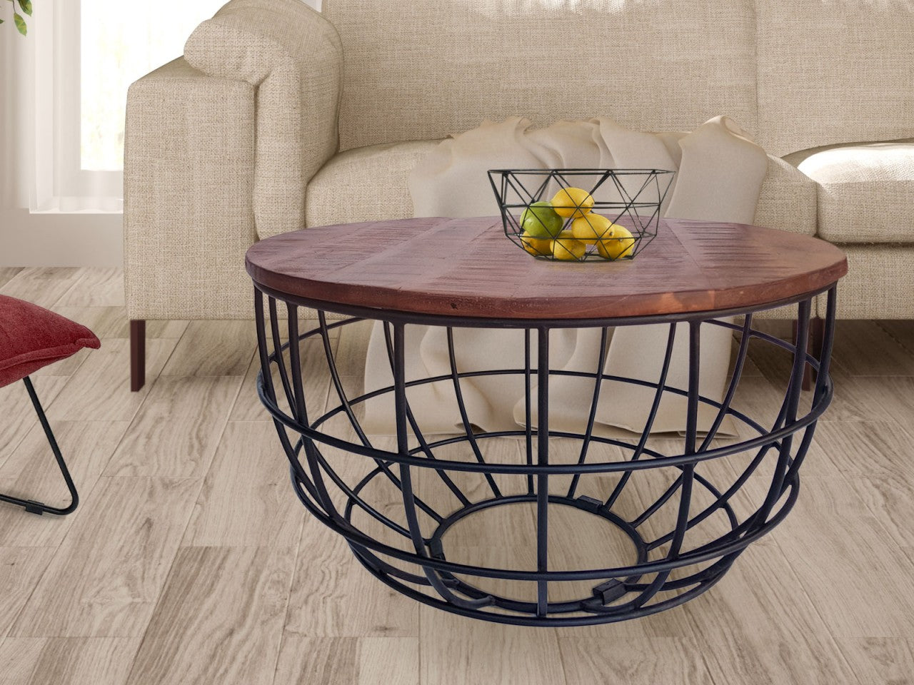 Lexington rundt sofabord – bæredygtigt design i massivt træ - Mørk Ø75cm - Nordic Unique