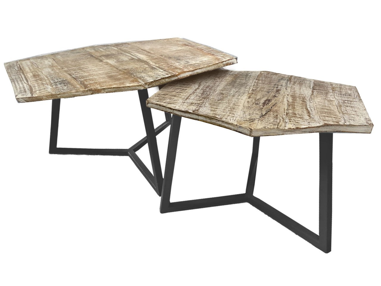 Paris sofabordssæt – 2 stk. sofaborde i industrielt design - Lys - Nordic Unique