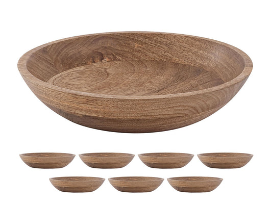 Dekorationsskåle i Mangotræ – 8 stk Runde Træskåle i Moderne Design - Nordic Unique