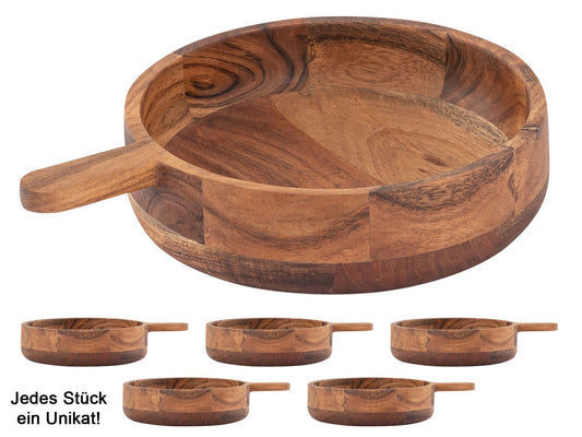 Dekorationsskål i Akacietræ – 6 stk Træfade