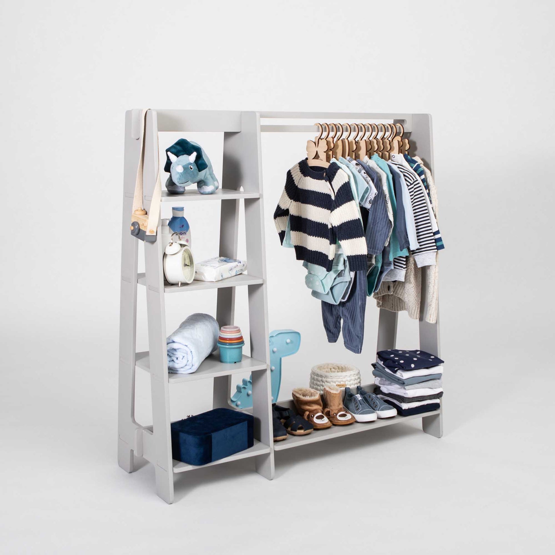 Børnegarderobe – Udklædnings- og Tøjstativ - Grå - Nordic Unique