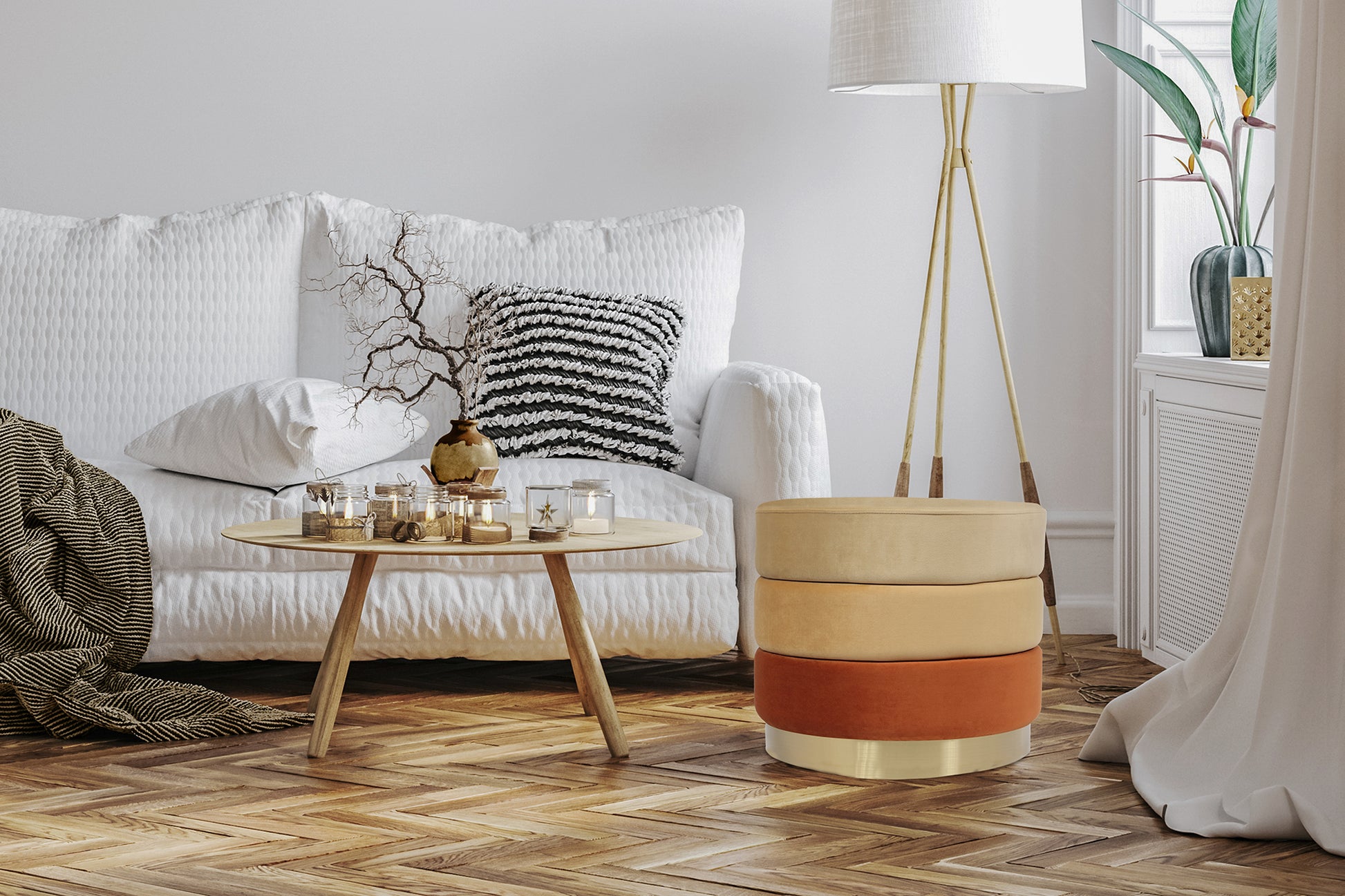 Puf Elyse 100 – Orange / Multi - Nordic Unique