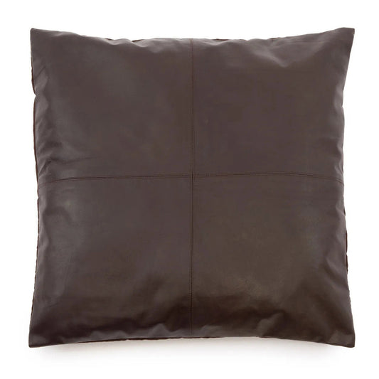 Kuben leather cushion cover - Choco - 60x60cm