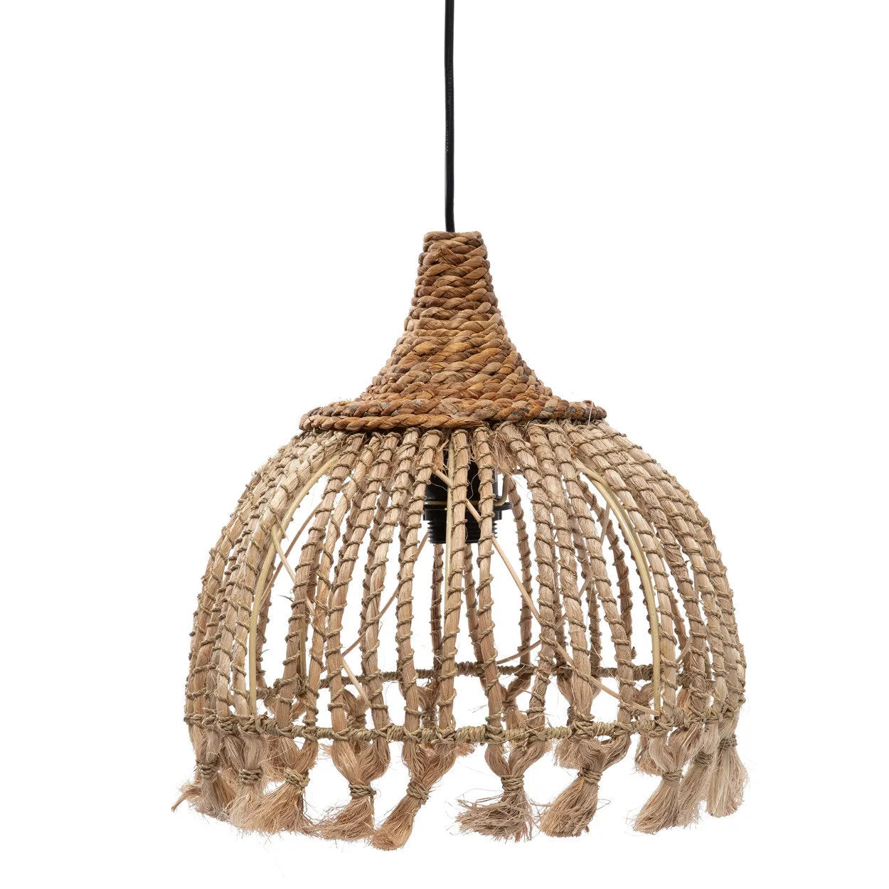 Abaca Tassel Lamp Pendant - Natural - S