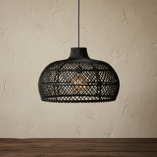 Maze rattan pendel sort - Ø 57x36 cm