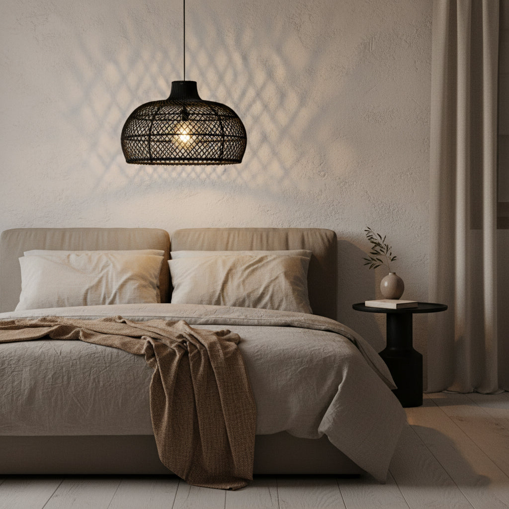 Maze rattan pendel sort - Ø 57x36 cm