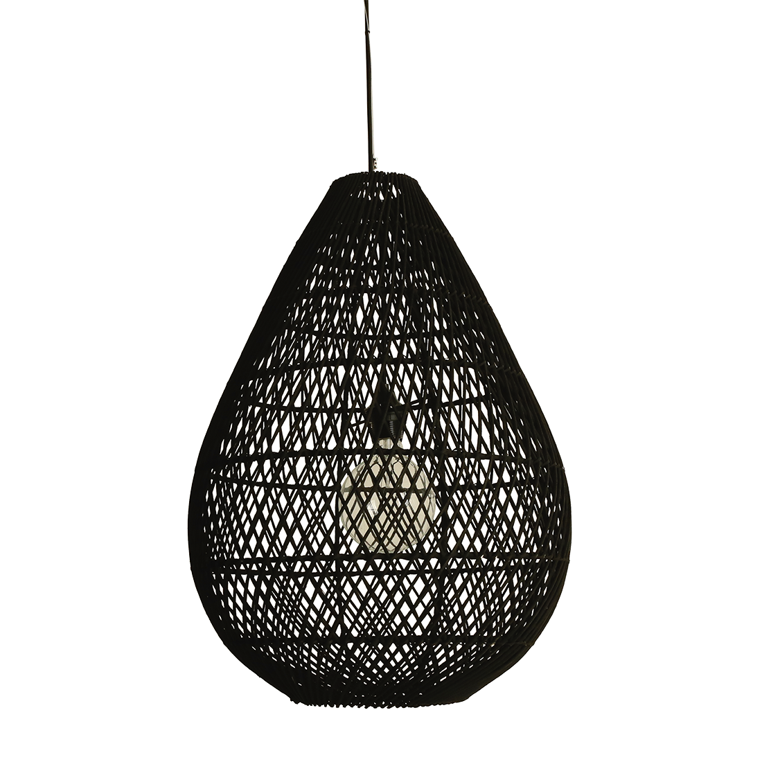 Maze dråbeformet rattan hængelampe sort - Ø 45x65 cm