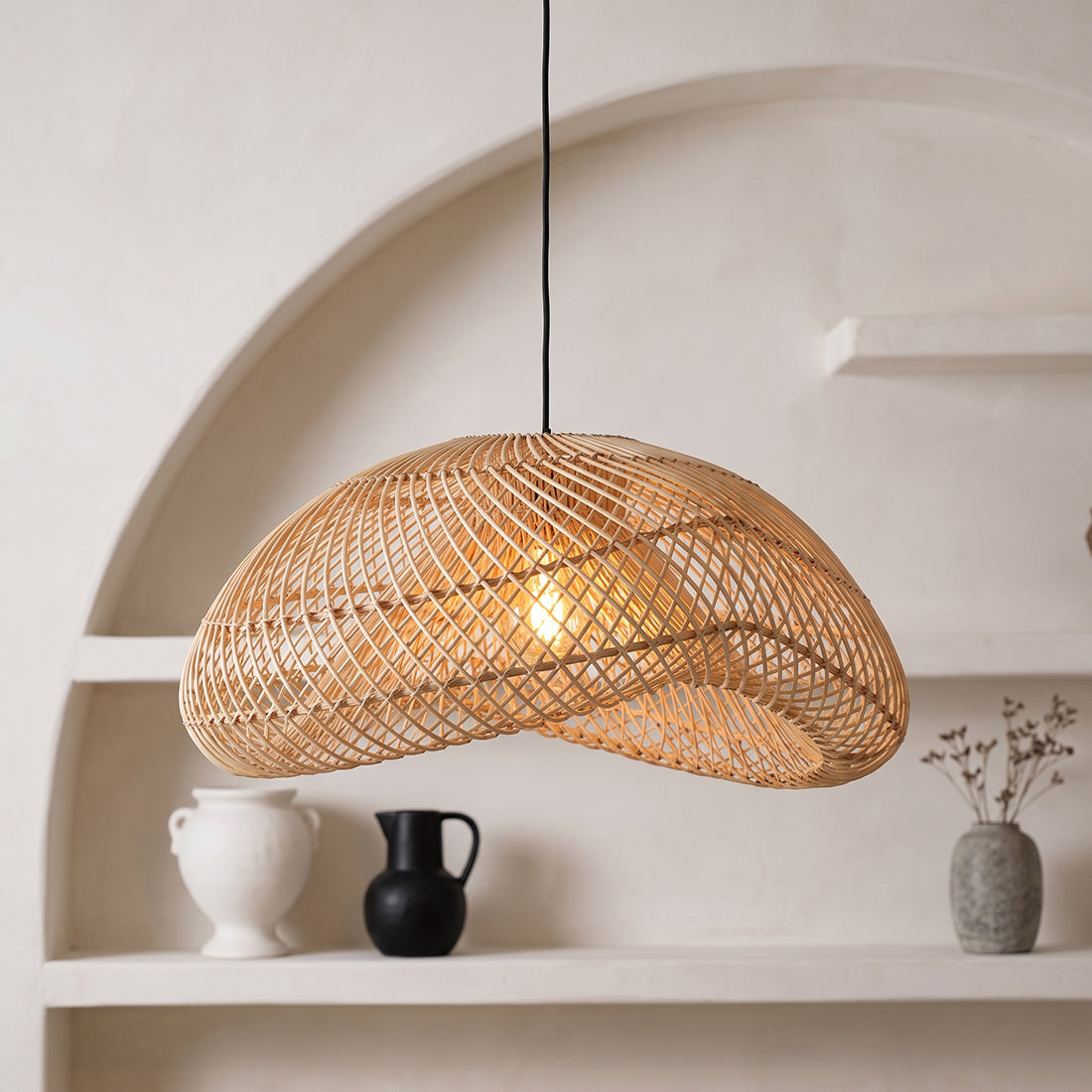 Maze rattan pendel organisk L - Ø 57x31 cm