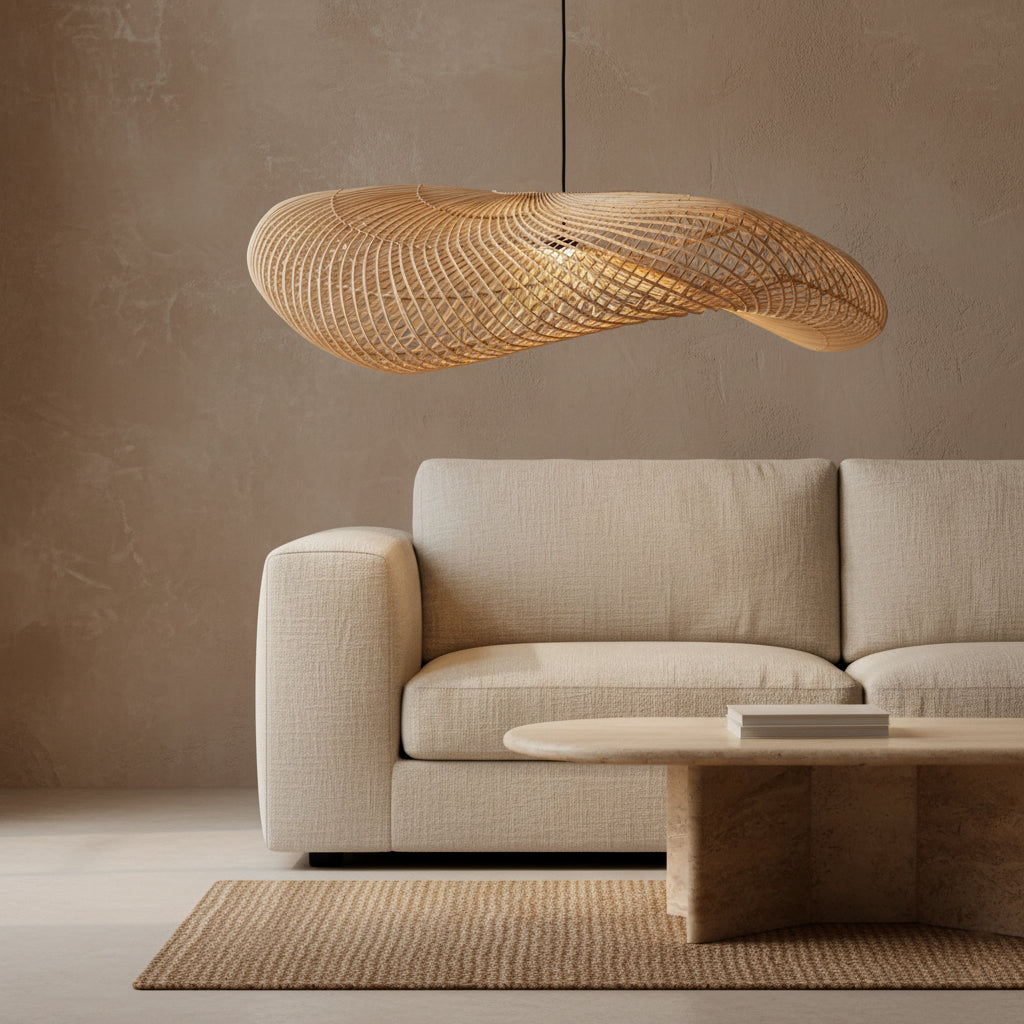 Wave rotanlampe XXL - Ø115x35 cm