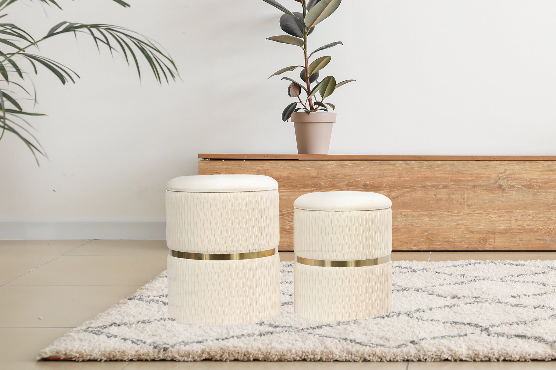 Puf Zora 400 – Sæt Af 2 – Creme - Nordic Unique