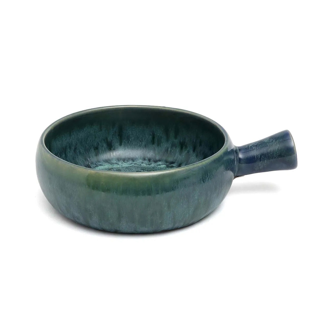 Aqua Ceramic Pot with Handle - Set of 4