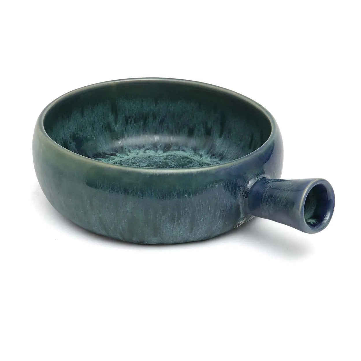 Aqua Ceramic Pot with Handle - Set of 4
