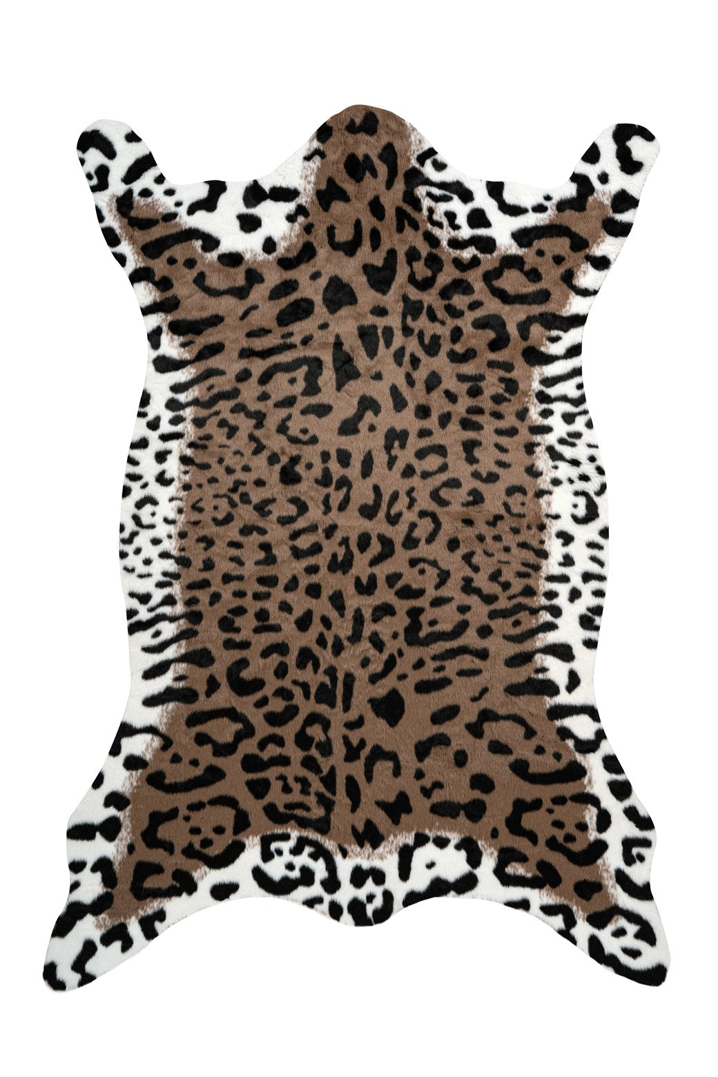 Leopard Tæppe I Kunstpels – Brun / Hvid – 160 x 230 cm - Nordic Unique