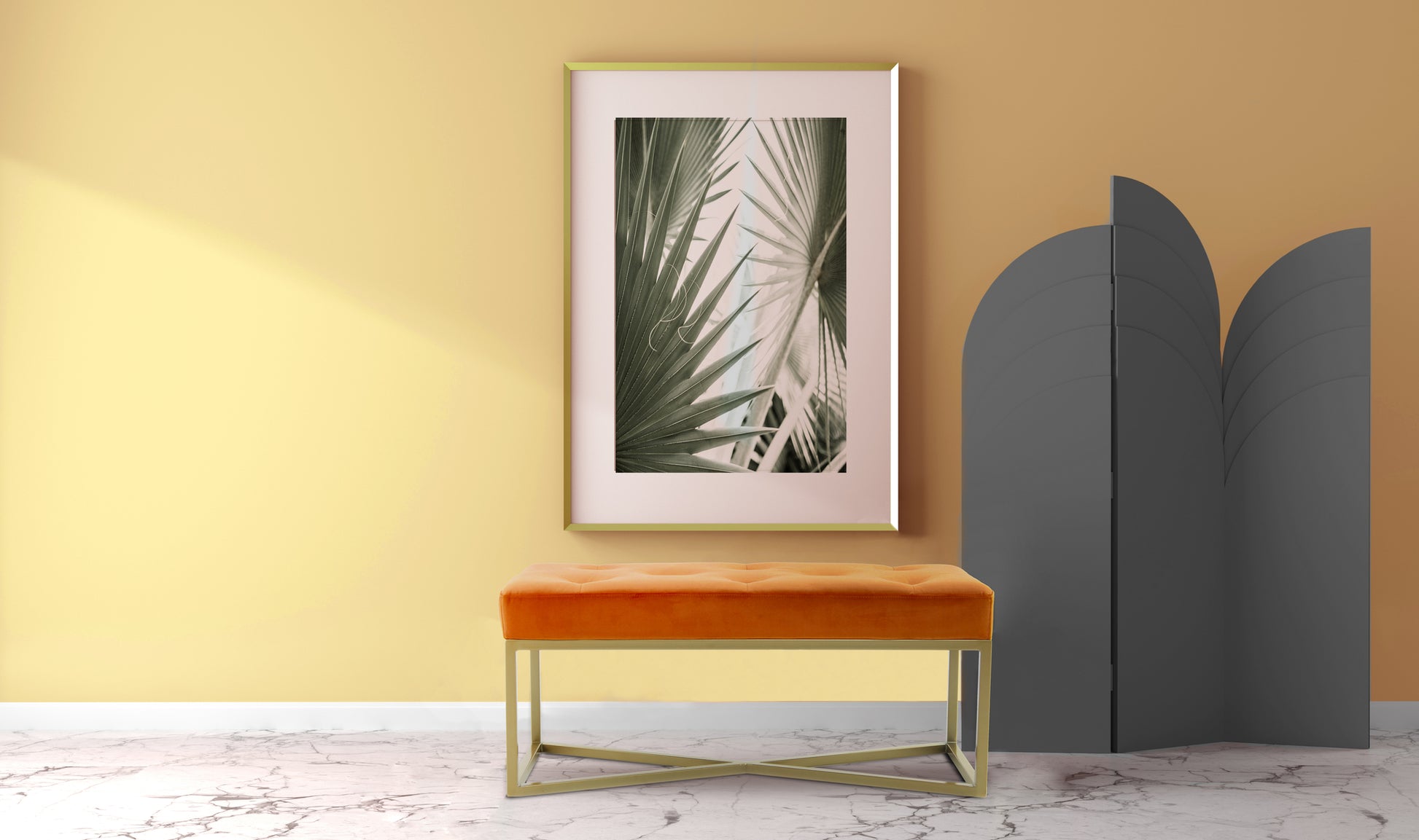 Bænk Cameron 100 - Orange / Guld - Nordic Unique