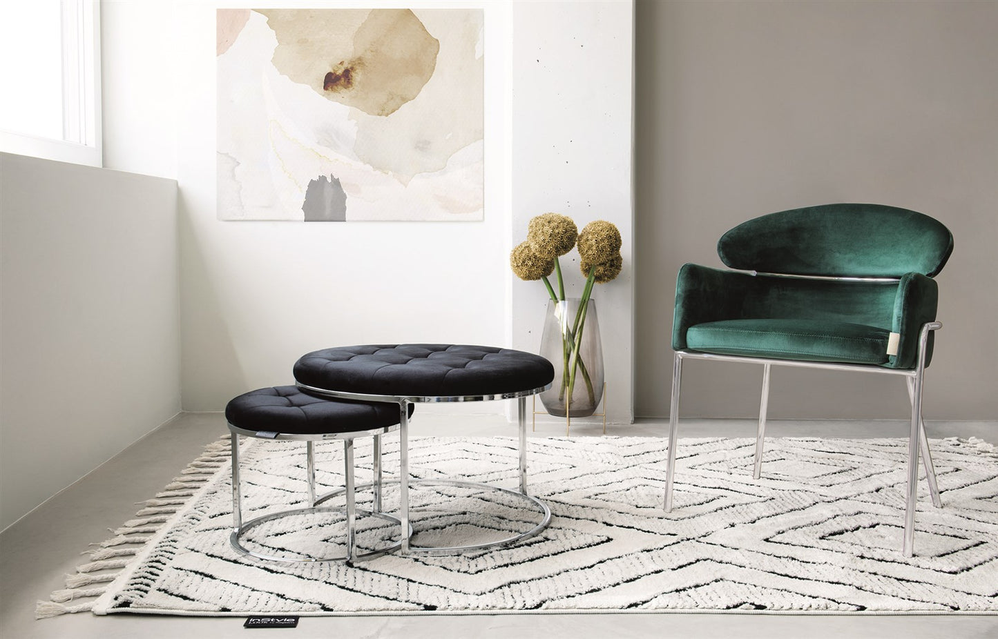 Puf Myla 100 2 stk - Sort / Sølv - Nordic Unique