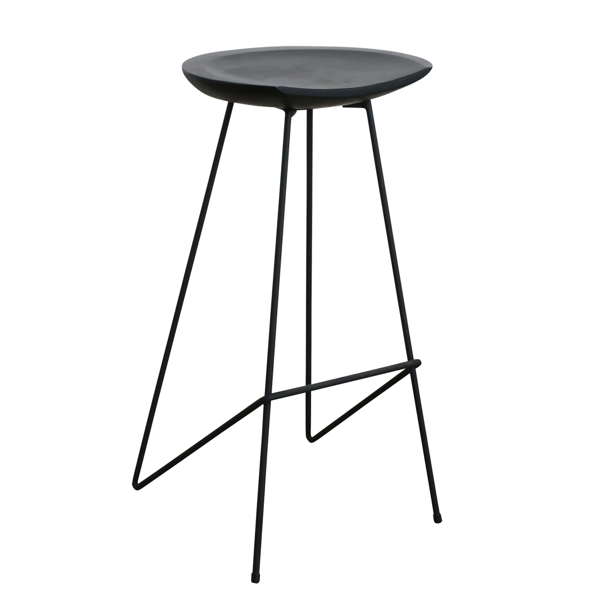 Loft teaktræs barstol sort - 41x42x77 cm