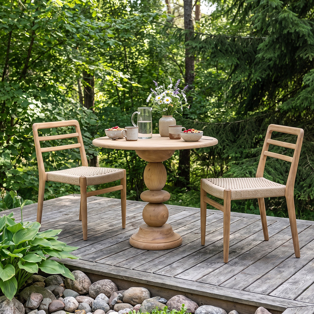 Verano teak havestol med armlæn - natur (sæt af 2)