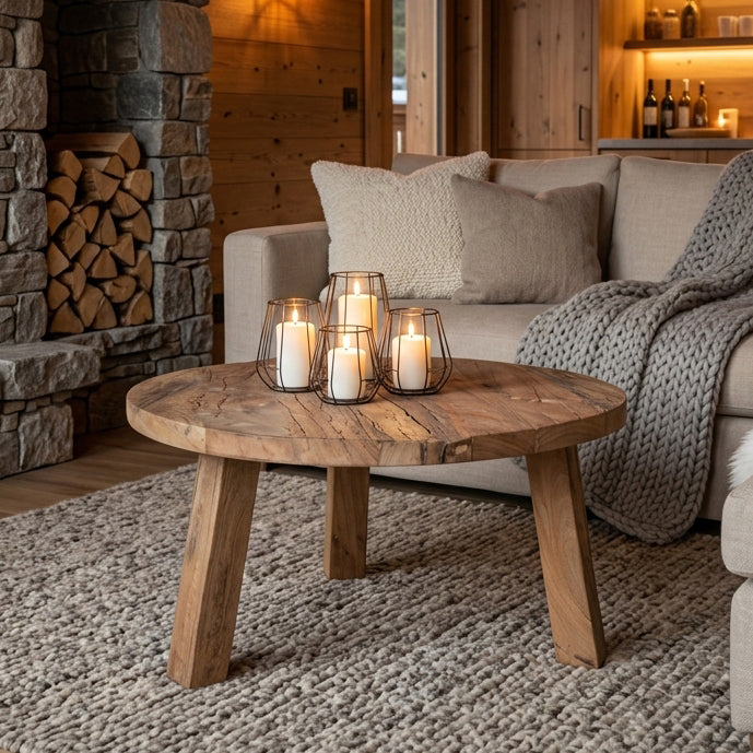 Farmwood rundt sofabord - FSC-genanvendt træ - Ø70x38 cm