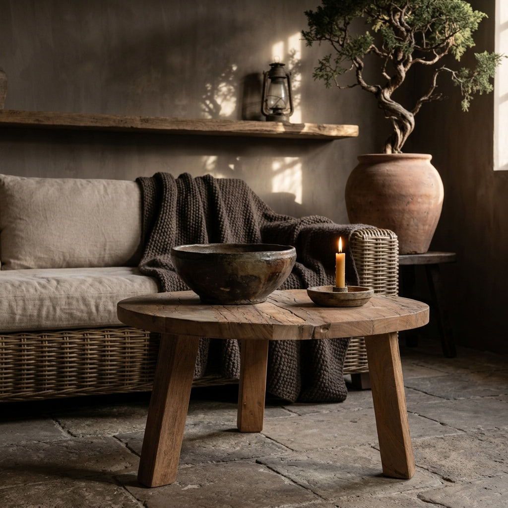 Farmwood rundt sofabord - FSC-genanvendt træ - Ø70x38 cm