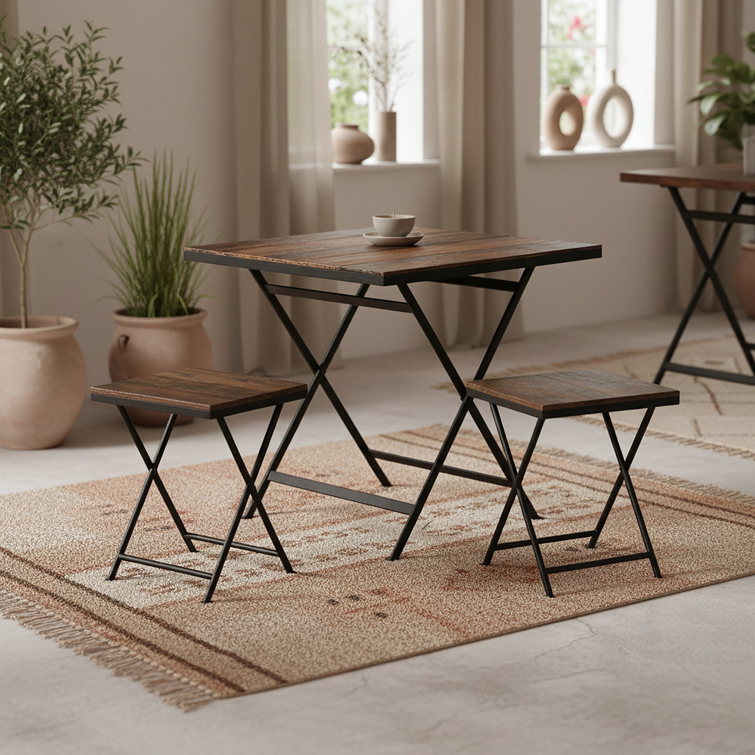 Factory sammenklappeligt bord - FSC-genbrugt træ - 60x60x76 cm