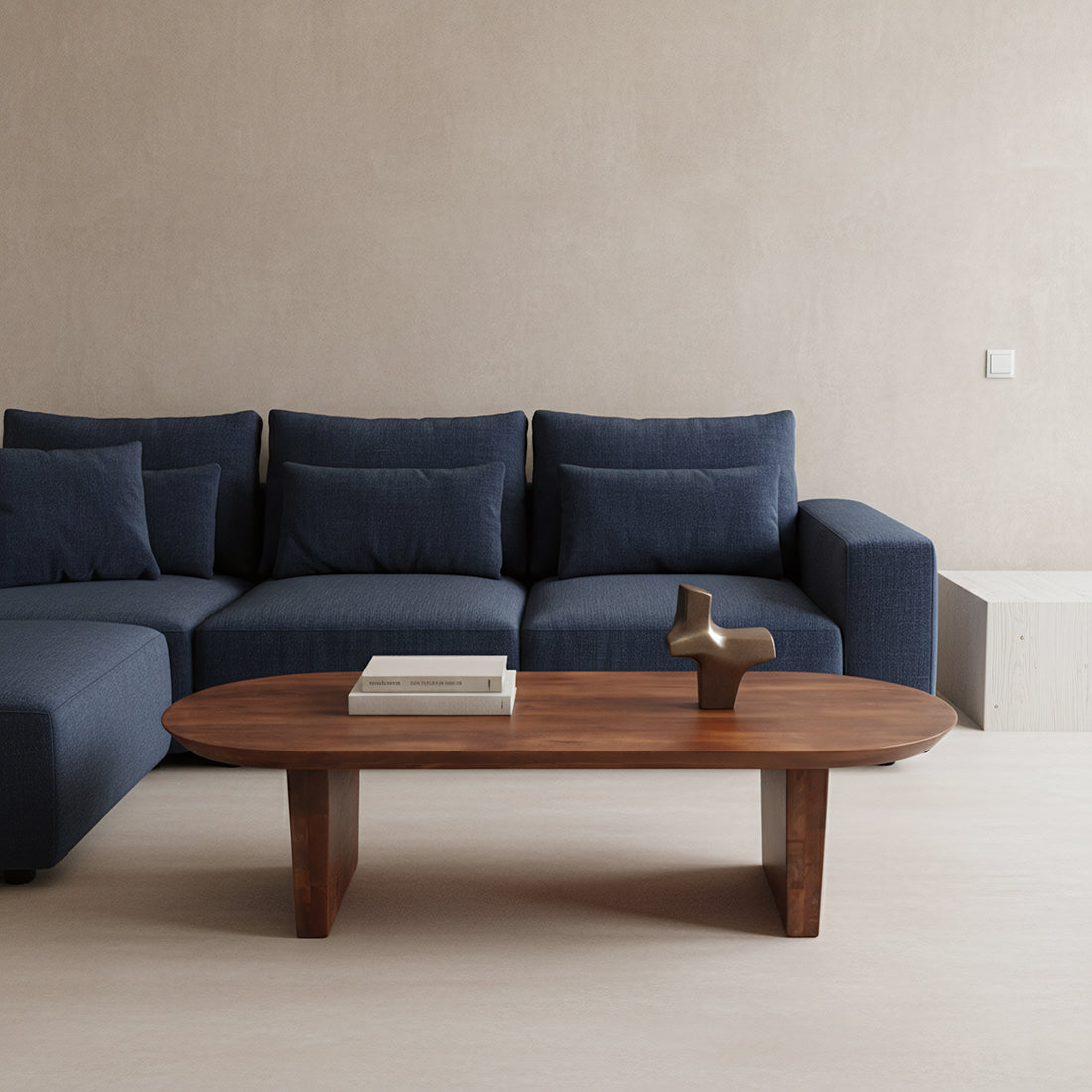 Bullnose sofabord i mangotræ - 140x60x35 cm