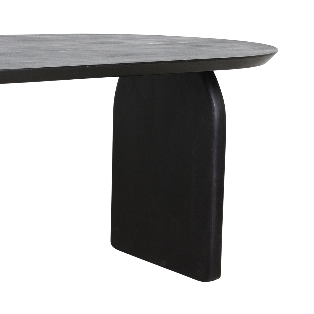 Spisebord med rundet kant - sort - 180 cm - kombineret understel
