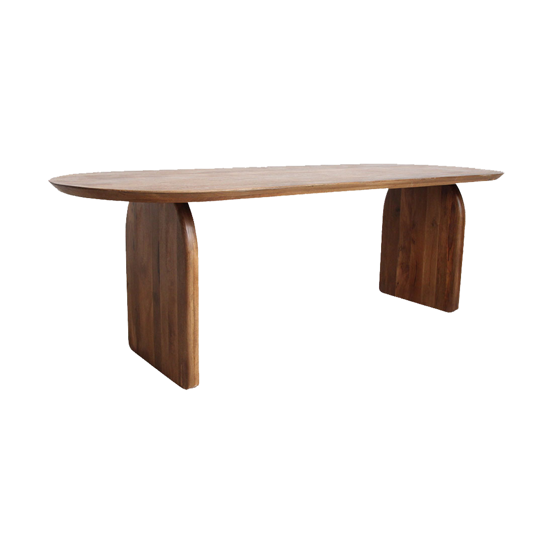Spisebord med afrundet kant - brun - 180 - lukket understel